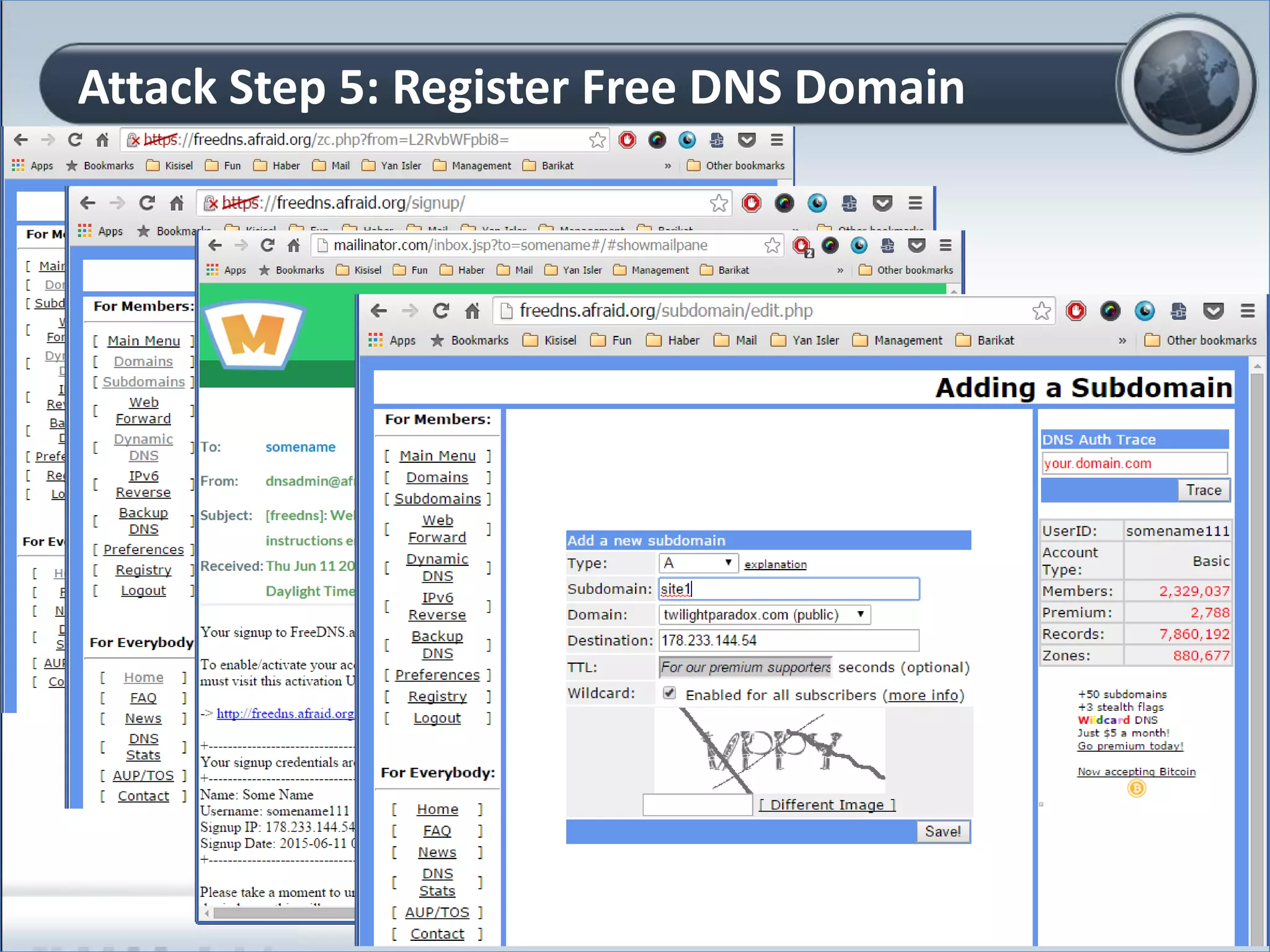 Attack Step 5: Register Free DNS Domain
32
 