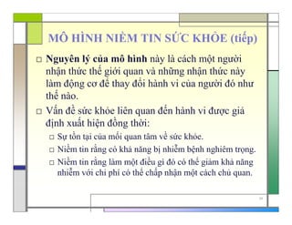 Mô hình sức khỏe  Giáo dục sức khỏe  Studocu