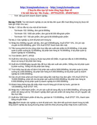 Bài tập nguyên lý kế toán có lời giải & đáp án | DOC