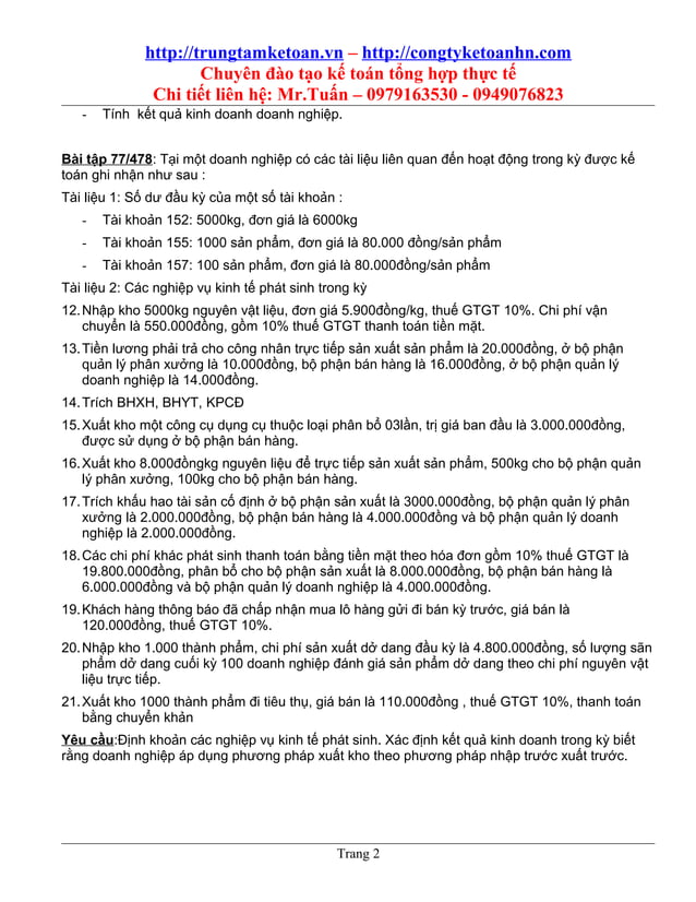 Bài tập nguyên lý kế toán có lời giải & đáp án | DOC