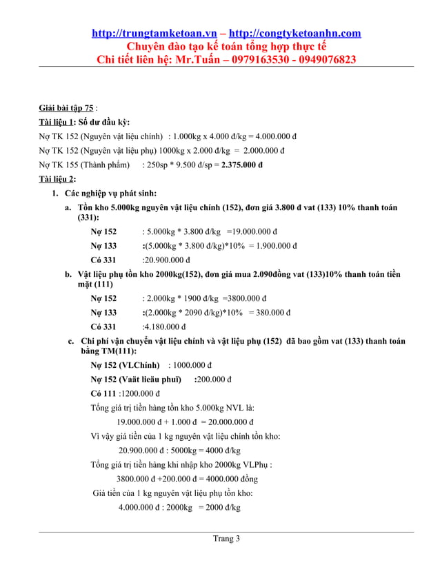 Bài tập nguyên lý kế toán có lời giải & đáp án | DOC