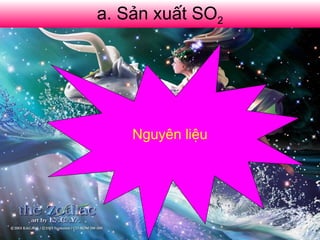a. Sản xuất SO2
Nguyên liệu
 