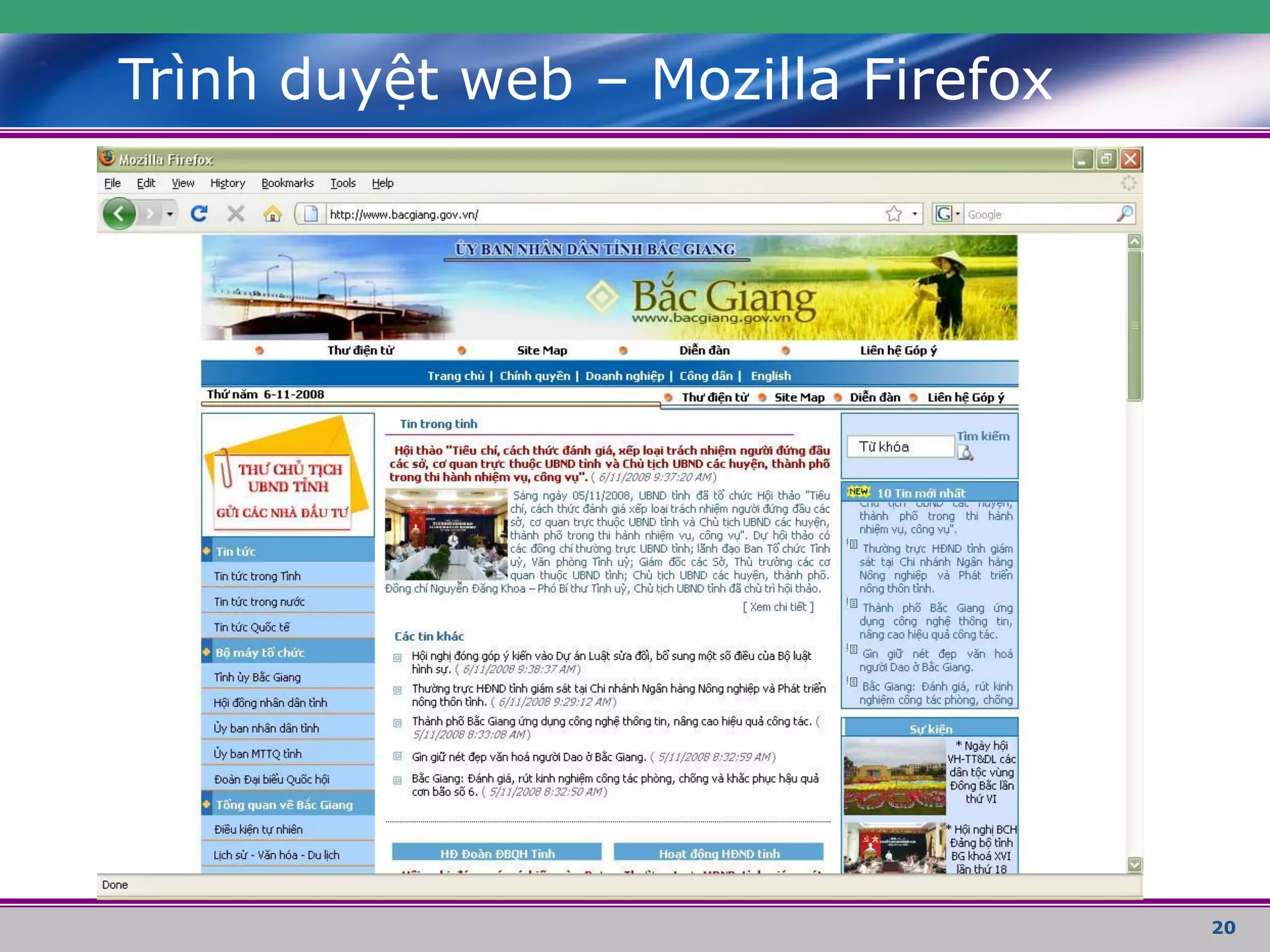 20
Trình duyệt web – Mozilla Firefox
 