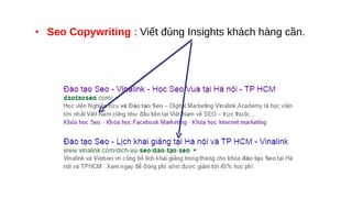 • Seo Copywriting : Viết đúng Insights khách hàng cần.
 