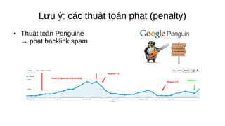 ● Thuật toán Penguine
→ phạt backlink spam
Lưu ý: các thuật toán phạt (penalty)
 