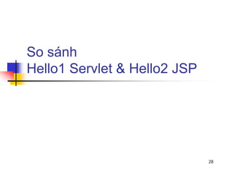 So sánh
Hello1 Servlet & Hello2 JSP
28
 