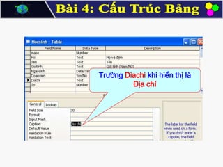 Trường Diachi khi hiển thị là
Địa chỉ

 