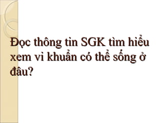 Đọc thông tin SGK tìm hiểu xem vi khuẩn có thể sống ở đâu? 