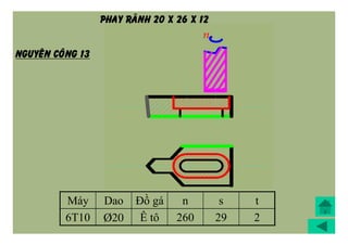 Máy Dao Đồ gá n s t
6T10 Þ20 Ê tô 260 29 2
NGUYEÂN COÂNG 13
PHAY RAÕNH 20 X 26 X 12
 