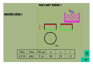 Máy Dao Đồ gá n s t
6T10 Þ63 Ê tô 90 29 1.5
NGUYEÂN COÂNG 1
PHAY MAËT PHAÚNG 1
 