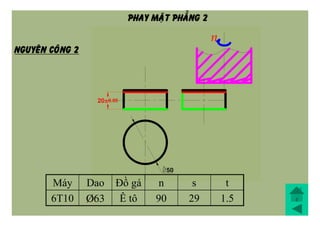 Máy Dao Đồ gá n s t
6T10 Þ63 Ê tô 90 29 1.5
NGUYEÂN COÂNG 2
PHAY MAËT PHAÚNG 2
 