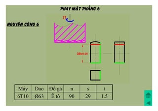 Máy Dao Đồ gá n s t
6T10 Þ63 Ê tô 90 29 1.5
NGUYEÂN COÂNG 6
PHAY MAËT PHAÚNG 6
 