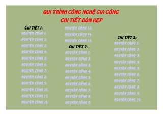 QUI TRÌNH COÂNG NGHEÄ GIA COÂNG
CHI TIEÁT ÑOØN KEÏP
NGUYEÂN COÂNG 1:
NGUYEÂN COÂNG 2:
NGUYEÂN COÂNG 3:
NGUYEÂN COÂNG 4:
NGUYEÂN COÂNG 5:
NGUYEÂN COÂNG 6:
NGUYEÂN COÂNG 7:
NGUYEÂN COÂNG 8:
NGUYEÂN COÂNG 9:
NGUYEÂN COÂNG 10:
NGUYEÂN COÂNG 11:
NGUYEÂN COÂNG 12:
NGUYEÂN COÂNG 13:
NGUYEÂN COÂNG 14:
NGUYEÂN COÂNG 15:
NGUYEÂN COÂNG 7:
NGUYEÂN COÂNG 8:
NGUYEÂN COÂNG 9:
CHI TIEÕT 1:
NGUYEÂN COÂNG 1:
NGUYEÂN COÂNG 2:
NGUYEÂN COÂNG 3:
NGUYEÂN COÂNG 4:
NGUYEÂN COÂNG 5:
NGUYEÂN COÂNG 6:
CHI TIEÕT 3:
CHI TIEÕT 2:
NGUYEÂN COÂNG 1:
NGUYEÂN COÂNG 2:
NGUYEÂN COÂNG 3:
NGUYEÂN COÂNG 4:
NGUYEÂN COÂNG 5:
NGUYEÂN COÂNG 6:
NGUYEÂN COÂNG 7:
NGUYEÂN COÂNG 8:
NGUYEÂN COÂNG 9:
NGUYEÂN COÂNG 10:
 
