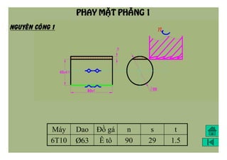 PHAY MAËT PHAÚNG 1
Máy Dao Đồ gá n s t
6T10 Þ63 Ê tô 90 29 1.5
NGUYEÂN COÂNG 1
 