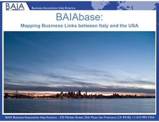 BAIAbase:
Mapping Business Links between Italy and the USA
 