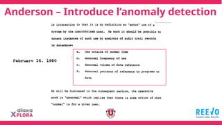 Anderson – Introduce l’anomaly detection
 