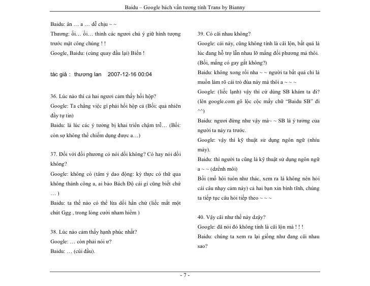 Baidu Google Phu The Tương Tinh 100 Cau Vấn đap Ver Full Trans By