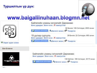 Туршилтын үр дүн:
 