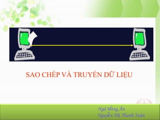 SAO CHÉP VÀ TRUYỀN DỮ LIỆU

NhómHồng Ân
Ngô 23:
Ngô Hồng Ân-K36.103.001
Nguyễn Thị Thanh Xuân
Nguyễn Thị Thanh Xuân-K36.103.090

 
