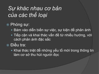 YêucầucủabàiphảnánhLà một thông tin hoàn chỉnhCó nội dung tương thích với thể loại của bài viếtPhù hợp với một đối tượng độc giả nào đóSử dụng được các Chi tiết, Hình ảnh, Nhân vật, và có Quan điểm riêng đối với các vấn đề của nội dungTạo được Nhận thức mới đằng sau nội dung thông tin cho người đọc