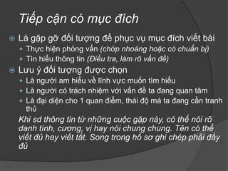 4. ThểloạiNghiêncứu –Phântích - Bìnhluận(Giớithiệu)Làthểloạiđòihỏingườiviếtphải am hiểulĩnhvựcmàmìnhviếtbàiPhảixácđịnhrõnội dung, yêucầu, củabàiviếtxácđịnhphạm vi đềtàinghiêncứu, phântíchcụthểcóquanđiểmrõràngkhibìnhluận