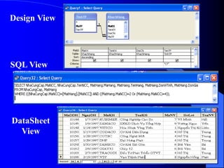 Design View
SQL View
DataSheet
View
 