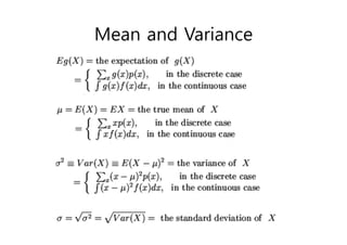 Mean and Variance
 