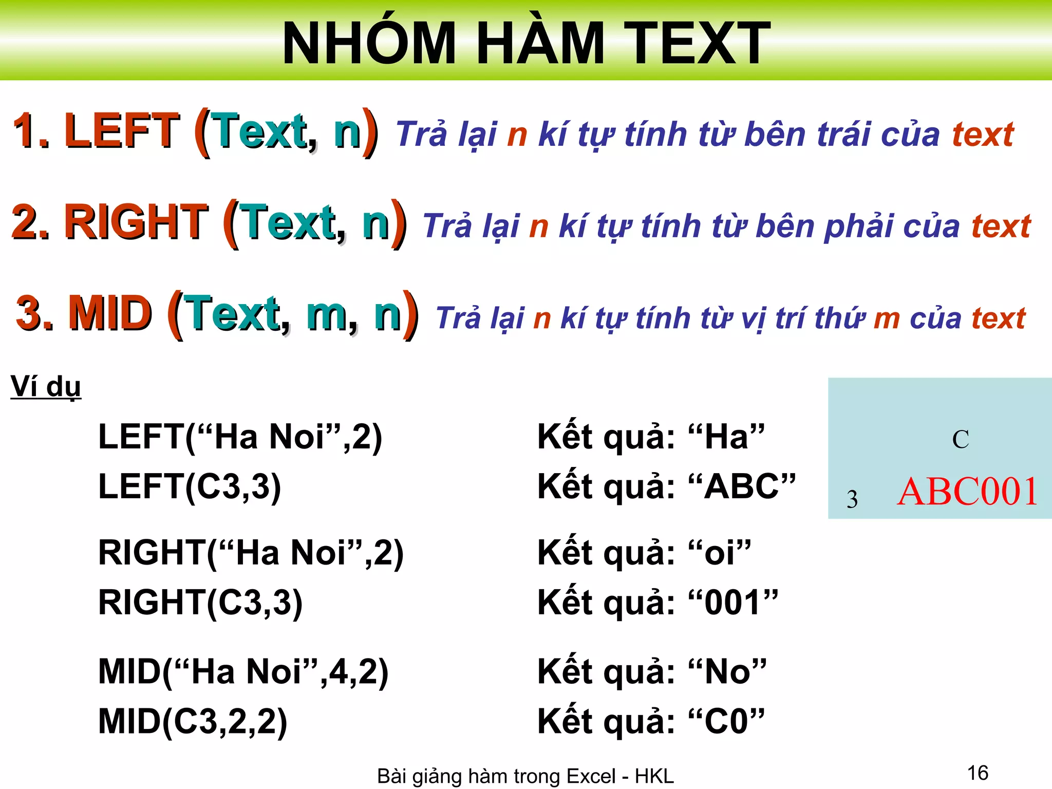 Bai giang cong thuc excel ppt