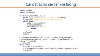 Cài đặt Echo server với luồng
 