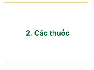 2.2.1. Dẫn xuất của acid salicylic
 Acid salicylic (ít dùng)
 Methyl salicylat (kem, gel)
 Acid acetyl salicylic (Aspir...