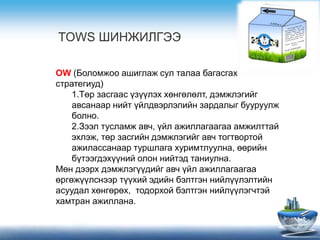 TOWS 
OW (ݧާا ѧڧԧݧѧ  ѧݧѧ ҧѧԧѧԧѧ
ѧ֧ԧڧ)
1.? ٧ѧԧѧѧ ???ݧ ?ߧ??ݧ, էާاݧԧڧۧ
ѧӧѧߧѧѧ ߧڧۧ ?ۧݧէӧݧݧڧۧ ٧ѧէѧݧ ҧݧ
ҧݧߧ.
2. ݧѧާ ѧӧ, ?ۧ ѧاڧݧݧѧԧѧѧԧѧ ѧާاڧݧѧ
ݧ, ? ٧ѧԧڧۧ էާاݧԧڧۧ ѧӧ ԧӧ
ѧاڧݧѧѧߧѧѧ ݧѧԧ ڧާݧݧߧ, ??ڧۧ
?ԧէ??ߧڧ ݧ ߧڧۧ ѧߧڧݧߧ.
? է էާاݧ??էڧۧ ѧӧ ?ۧ ѧاڧݧݧѧԧѧѧԧѧ
????ݧߧ ??ڧ էڧۧ ҧݧԧ ߧڧۧ??ݧݧڧۧ
ѧէѧ ?ߧ??, է ҧݧԧ ߧڧۧ??ݧԧ
ѧާѧ ѧاڧݧݧѧߧ.
 