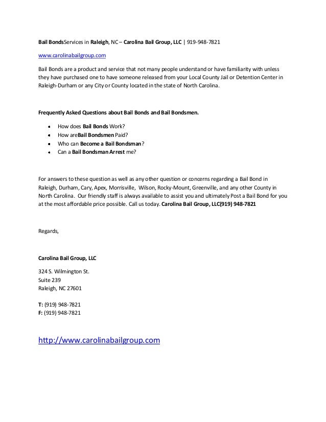 Bail bondsraleighnorthcarolina27601bondsmanbondingresearch
