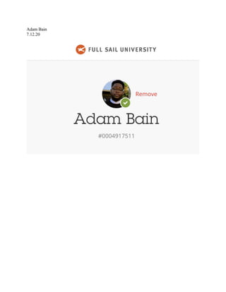 Adam Bain
7.12.20
 