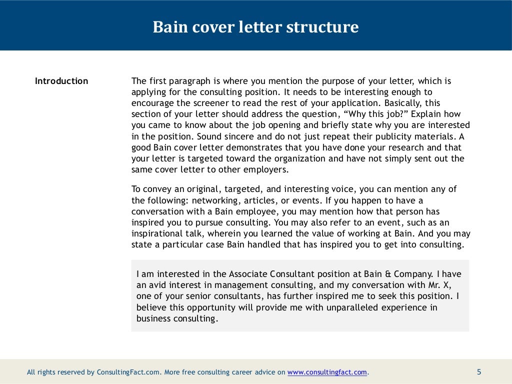 Bain Cover Letter Sample