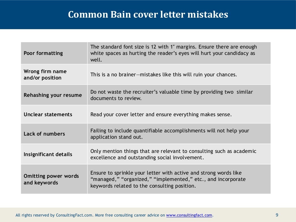 Bain Cover Letter Sample