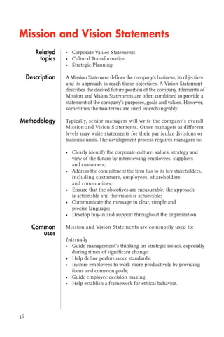 Values Statement Development Tool Bain management tools_2011 | PDF