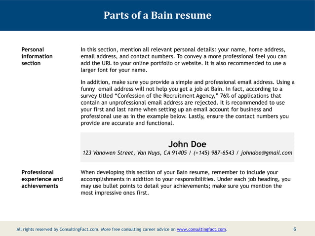 Bain Resume Sample PPT - Bain Resume Sample 6 638
