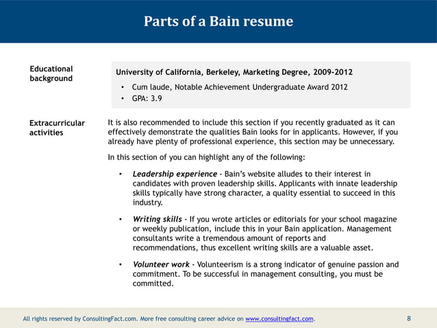 Bain Resume Sample - Bain Resume Sample 8 638 