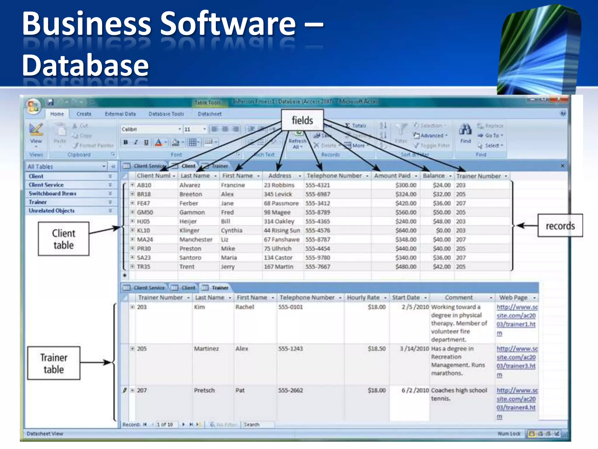 Business Software –
Database

 