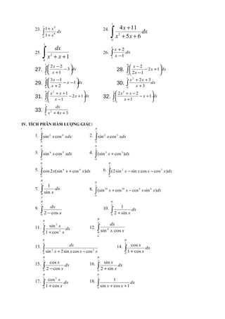 Bai tap nguyen ham tich phan | DOC