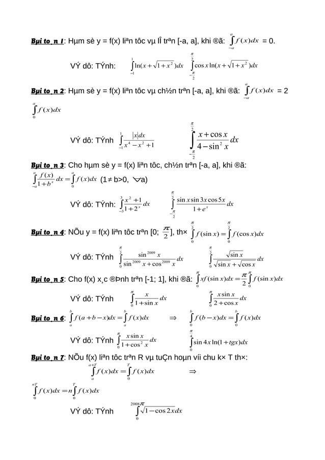 Bai tap nguyen ham tich phan | DOC