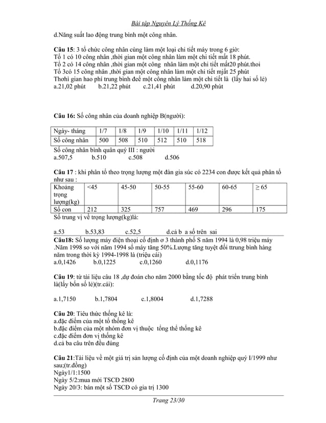 Bai tap nguyen ly thong ke | DOC