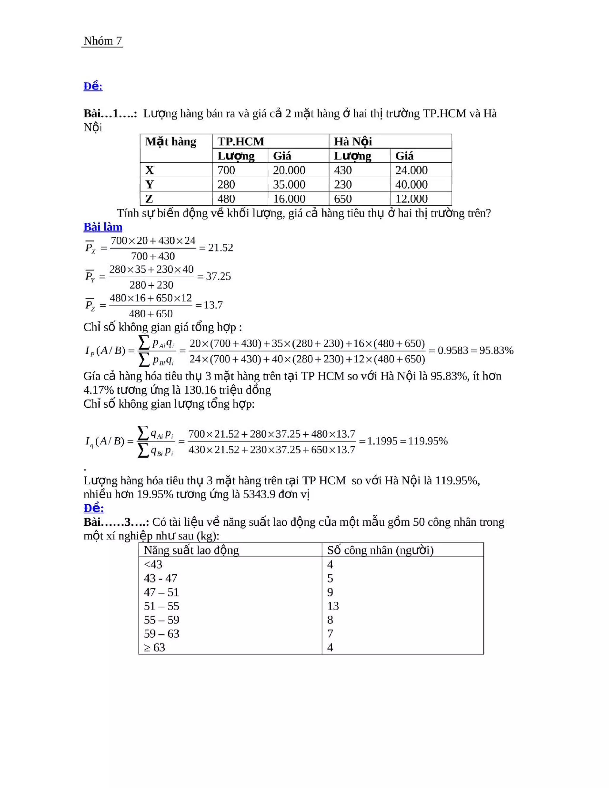 Bai tap nguyen ly thong ke kinh te | PDF