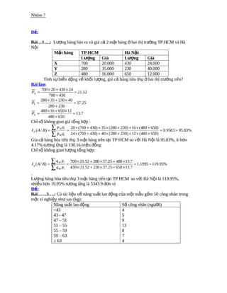Bai tap nguyen ly thong ke kinh te | PDF