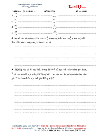 Bài tập on he toán lớp 5 lên 6 hay
