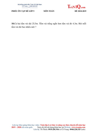 Bài tập on he toán lớp 5 lên 6 hay