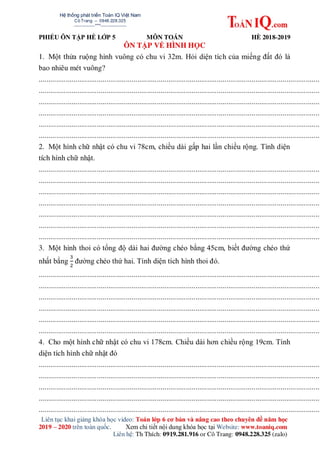 Bài tập on he toán lớp 5 lên 6 hay