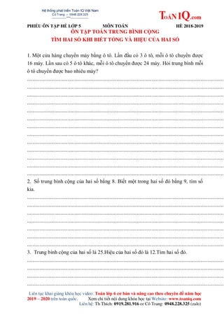 Bài tập on he toán lớp 5 lên 6 hay