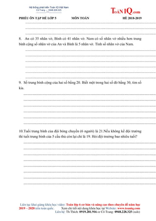 Bài tập on he toán lớp 5 lên 6 hay