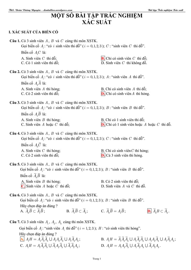 Bai tap trac nghiem xstk pdf